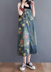 Vestidos vaqueros de patchwork con estampado de bolsillos azules